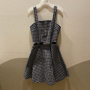 Detachable plaid top and skirt set